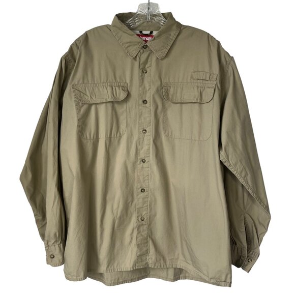 Wrangler Khaki Tan Beige Outdoor Fishing Hunting Work LS Shirt Pocket
Men’s Teen - Picture 1 of 8